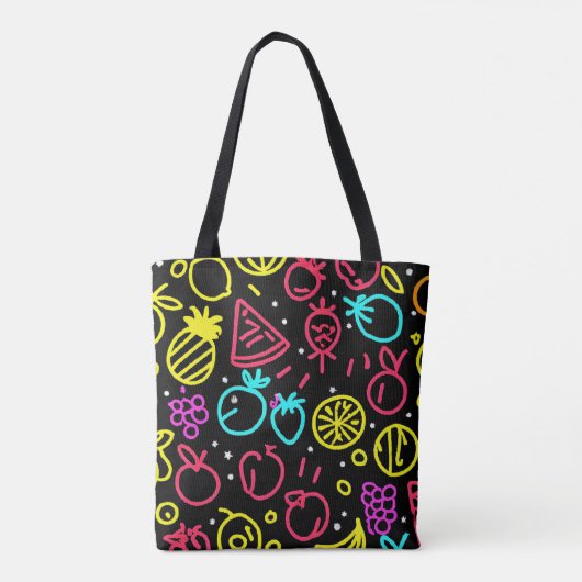 Tote Bag Extravagance de fruits de néon (Dos)