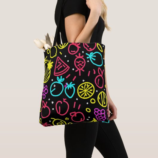 Tote Bag Extravagance de fruits néon (De près)