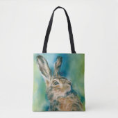 Tote Bag Exubérance de lièvre sauvage Art pastel (Devant)