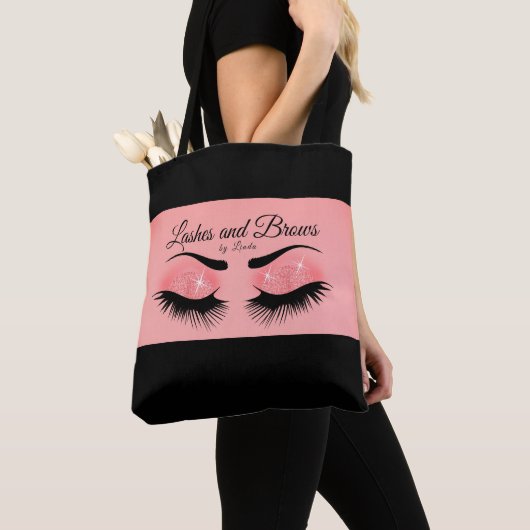 Tote Bag Eyelashes et Brosses - Corail rose (De près)