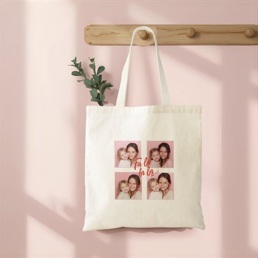 Tote Bag Fa La La La Blush Pink Christmas Photo