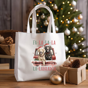 TOTE BAG FA LA LA LABRADOR CHIEN CHIEN RED TRUCK FURRY NOËL