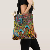 Tote Bag Fabric africain : Patchwork d'animaux sauvages. (De près)