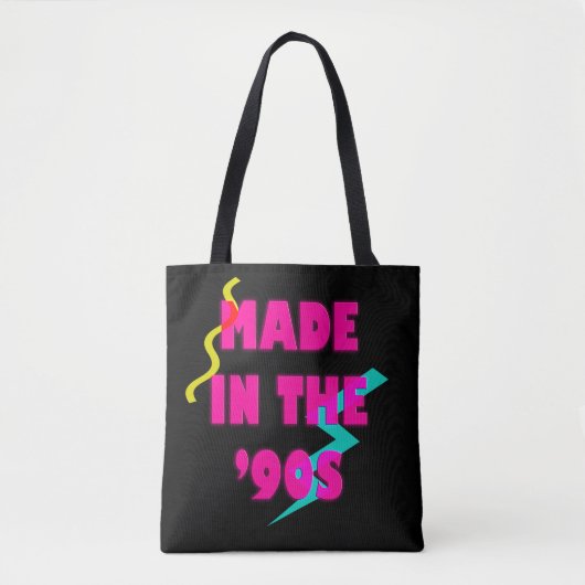 Tote Bag Fabriqué dans les années 90 rétro neon personnalis (Devant)