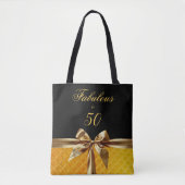 Tote Bag Fabuleux et 50 Black Gold Bow brillant Cuir (Devant)
