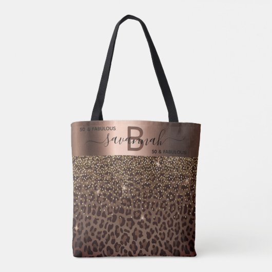 Tote Bag Fabuleux léopard d'anniversaire motif brun noir (Dos)
