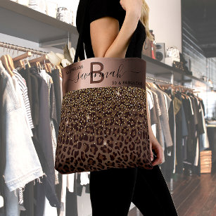 Tote Bag Fabuleux léopard d'anniversaire motif brun noir