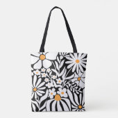 Tote Bag Fabulous Floral Black and White Abstract (Dos)