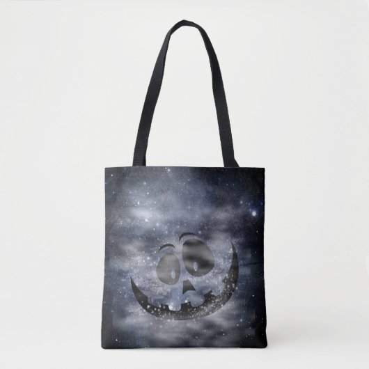Tote Bag Face Citrouille 1 côté Halloween Sinistre Côté 2 (Devant)
