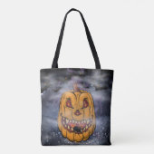 Tote Bag Face Citrouille 1 côté Halloween Sinistre Côté 2 (Dos)