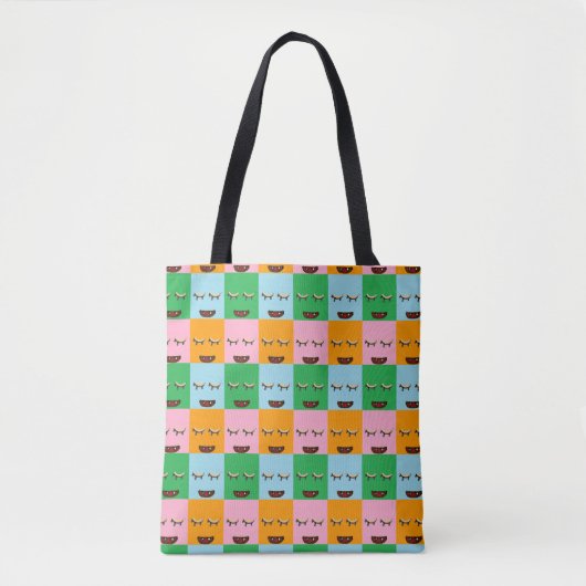 Tote Bag Face de bloc de monstre souriant (Devant)