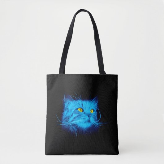 Tote Bag Face de chat bleu (Devant)