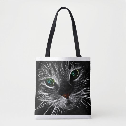 Tote Bag Face de chat fractal Fourre-tout (Devant)