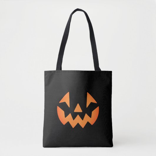 Tote Bag Face de citrouille Jack-o-lanterne noir et orange (Devant)