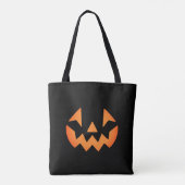 Tote Bag Face de citrouille Jack-o-lanterne noir et orange (Dos)