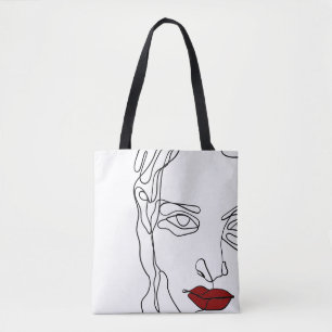 Tote Bag Face de dessin minimaliste moderne à une ligne