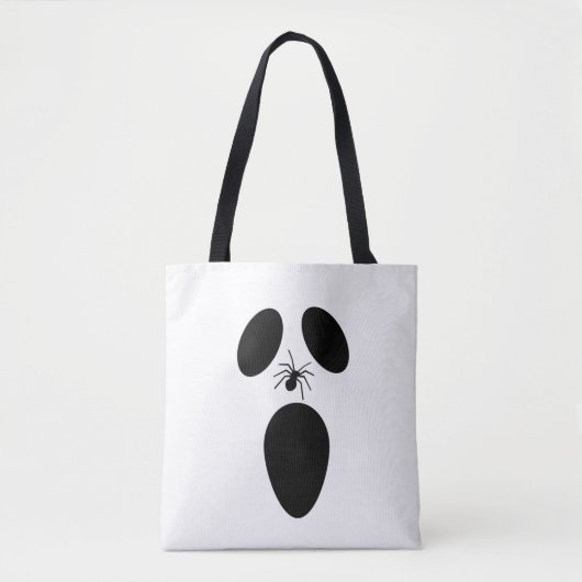 Tote Bag Face fantôme noir et blanc d'Halloween (Devant)