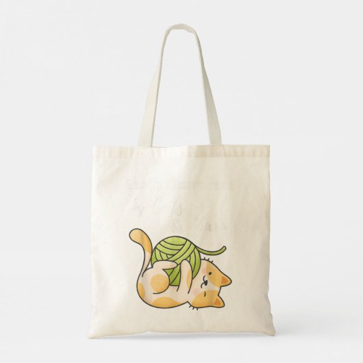 Tote Bag Facilement distrait par Chats et Fils Funny Croche (Dos)