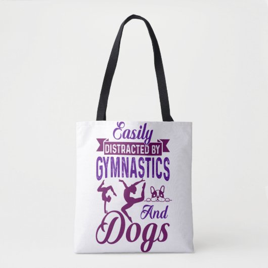 Tote Bag Facilement distrait par la gymnastique et les chie (Devant)