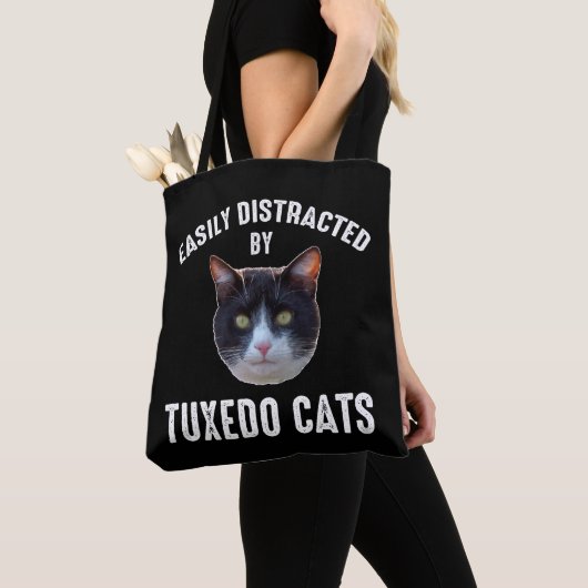 Tote Bag Facilement Distrait Par Les Chats Tuxedo (De près)