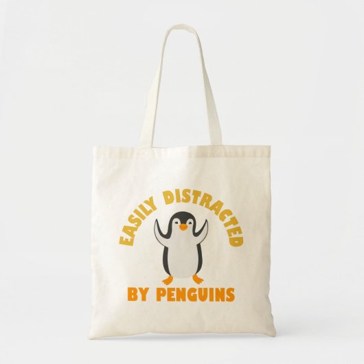 Tote Bag Facilement Distrait Par Les Pingouins (Devant)