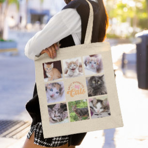 Tote Bag Facilement distrait par un collage photo de chats