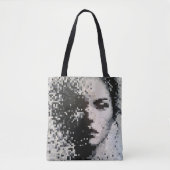 Tote Bag Fading grayscale pixel portrait with emotion (Devant)
