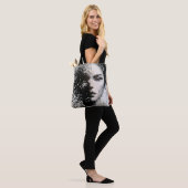 Tote Bag Fading grayscale pixel portrait with emotion (Sur le modèle)