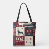 Tote Bag Fair Isle Patchwork | Renard rustique (Dos)