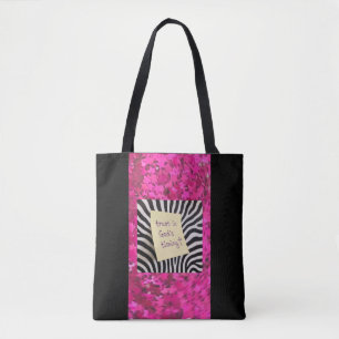 Tote Bag Faire confiance au timing de Dieu zèbre rose paill