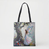Tote Bag Fairytale Inspired Fairy and Whimsical Tree (Devant)