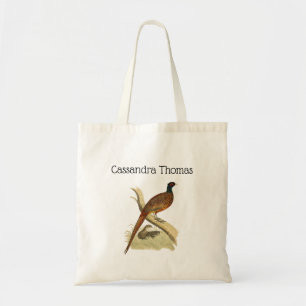 Tote Bag Faisan vintage sur branche Dessin de gibier à plum