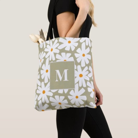 Tote Bag Faisceaux de printemps fleuris rétro motif sauge v