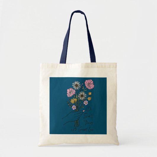 Tote Bag Faites De Petites Choses Avec Une Grande Fleur Fle (Devant)
