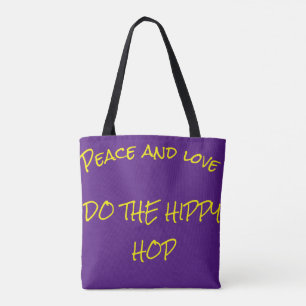 Tote Bag Faites le design amusant Hippy Hop violet et citro