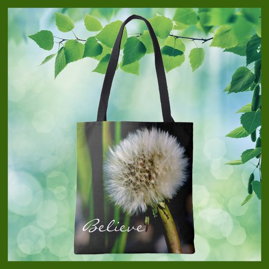 Tote Bag Faites un voeu personnalisé, croyez, Dandelion
