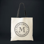 Tote Bag Faites votre propre rétro monogramme de<br><div class="desc">Faites votre propre monogramme simple, frais, unique avec cette conception faite sur commande de logo avec la rétro typographie. Remplacez le texte témoin par votre initiale de famille, noms, date de mariage ou tout autre texte pour un cadeau personnalisé. Fait un cadeau merveilleux pour épouser, anniversaire, pendaison de crémaillère ou...</div>