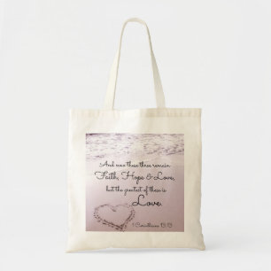Tote Bag Faith Hope Love, 1 Corinthiens 13:13, Ocean Beach