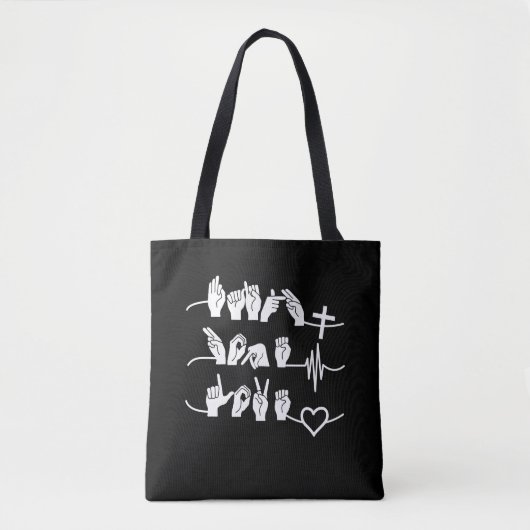 Tote Bag Faith Hope Love ASL American Sign Language (Devant)