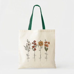 Tote Bag Faith Hope Love Strength Citation
