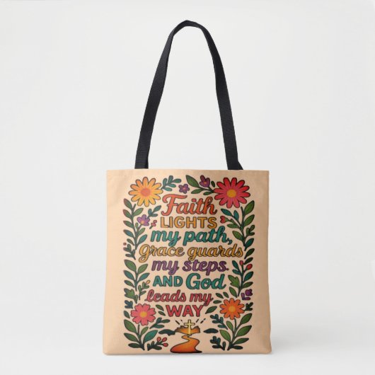 Tote Bag Faith Lights My Path Christian Art - Inspirational (Devant)