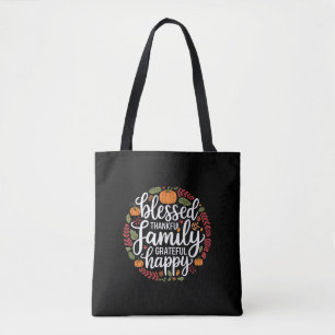Tote Bag Famille bénie et reconnaissante, dîner de Thanksgi