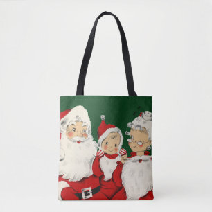 Tote Bag Famille de Père Noël Rétro Milieu de Siècle – Kits