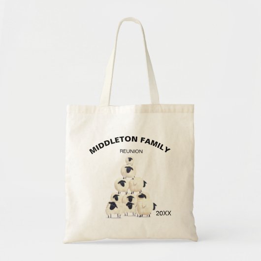 Tote Bag Famille Réunion Collecte Amusants Mouton Noir Blan (Devant)