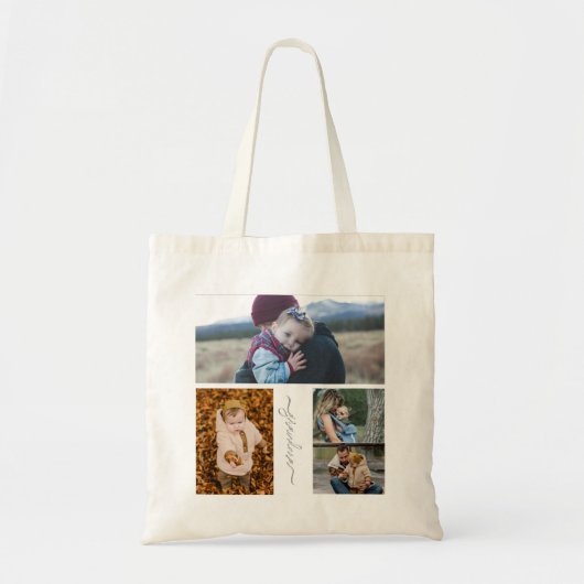 Tote Bag Famille Simple Collage Moderne Amour Grand-mère Ma (Devant)
