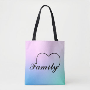 Tote Bag Famille Word contre les couleurs sur toute l'impre