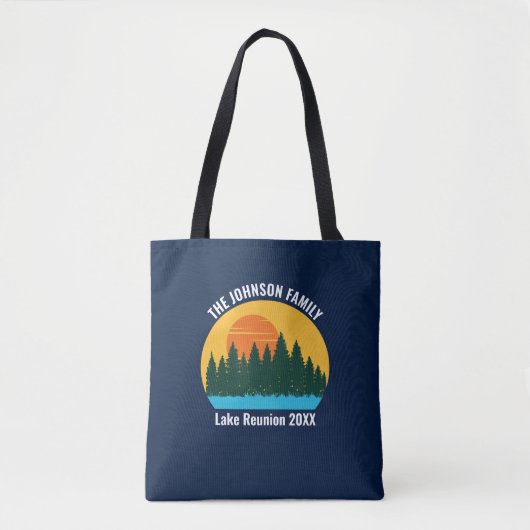 Tote Bag Family Lake Reunion Cute Coucher de soleil Customi (Devant)