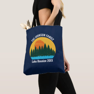 Tote Bag Family Lake Reunion Cute Coucher de soleil Customi