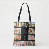 Tote Bag Family Love 10 Photo Collage noir (Devant)