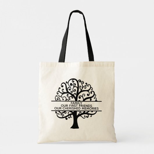 Tote Bag Family Tree Reunion Black Modern Drawing (Dos)